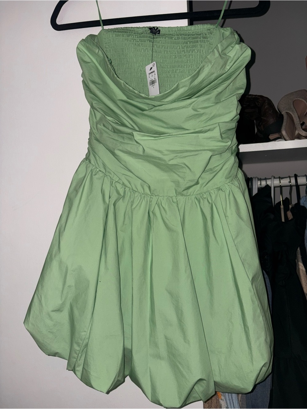 Express Mint Green Strapless Mini Dress